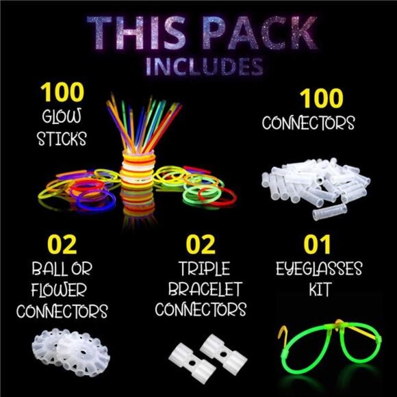 Glow-205 Pcs-Glow Sticks Bulk Party Pack -halloween party favors - Picture 3 of 7